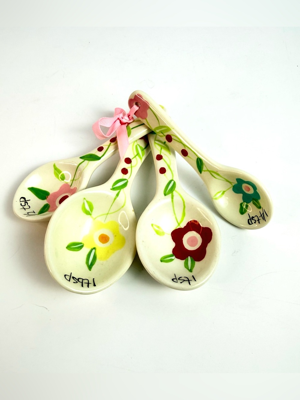 Springtime Flowers Hand Painted Ceramic Measuring Spoons